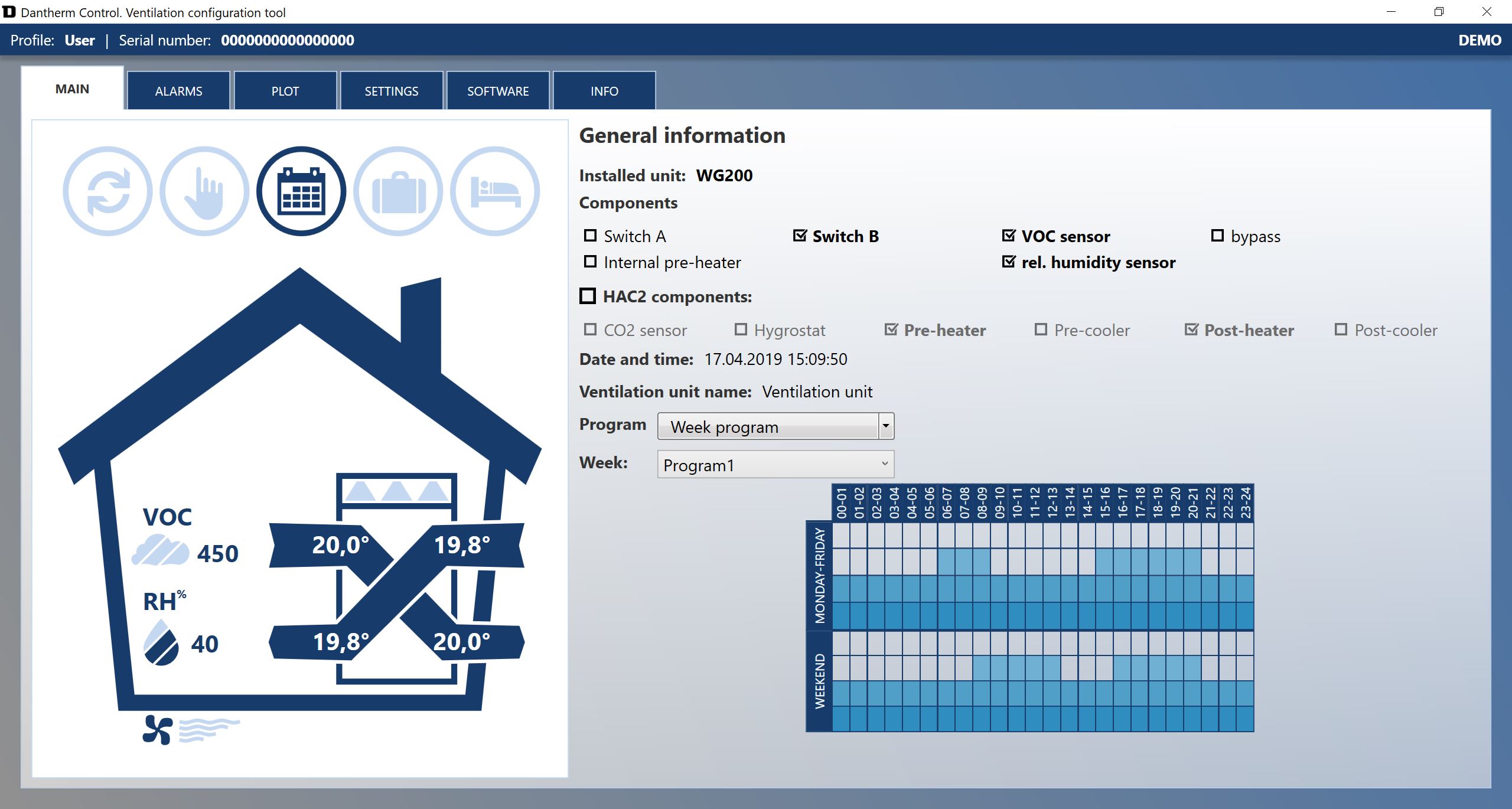 Arvutiprogramm PC Tool HCV ventilatsiooniseadmele